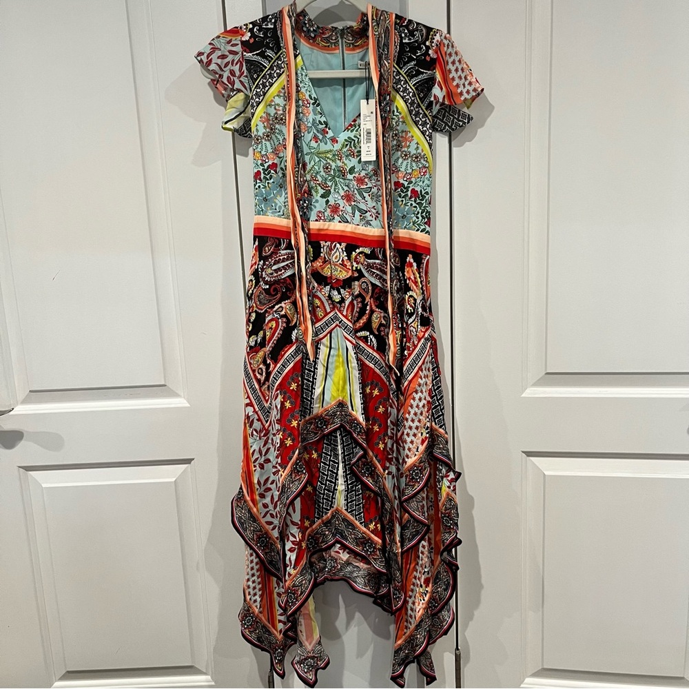 Alice and OLIVIA  Paloma Floral MIDI DRESS Size 4 NWT Garden Ruffle MSRP $660